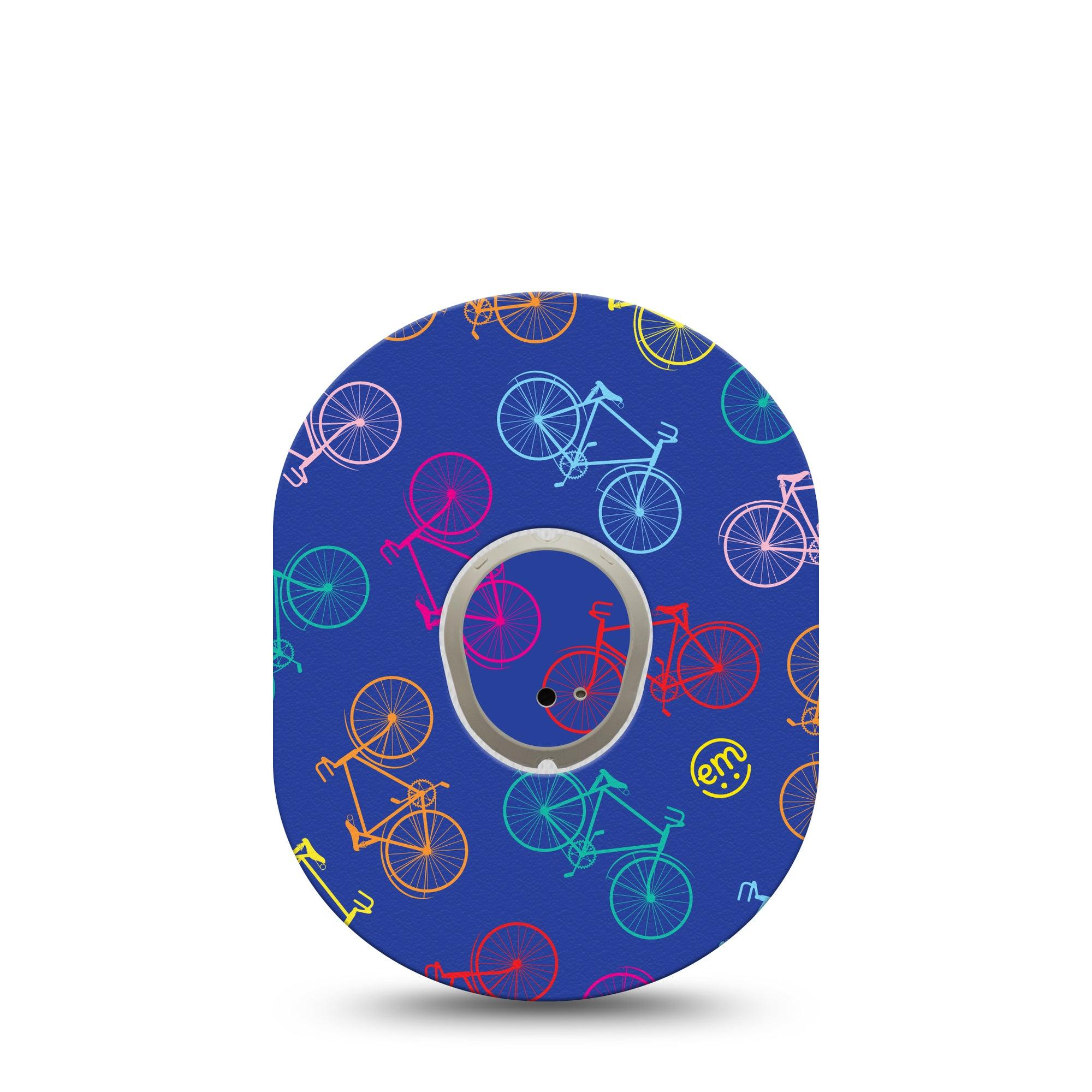 ExpressionMed Neon Bicycles Dexcom G7 and Stelo Tape Single Tape and Single Sticker Multicolored Bicycles, Plaster Continuous Glucose Monitor Design