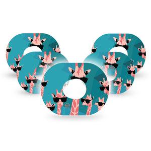 ExpressionMed Cool Giraffes Dexcom G7 and Stelo Tape, 5-Pack Tape, Group Of Cool Giraffes Themed, CGM Overlay Patch Design, Dexcom Stelo Glucose Biosensor System