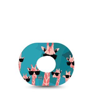 ExpressionMed Cool Giraffes Dexcom G7 and Stelo Tape, Single Tape, Shades And Giraffes Themed, CGM Adhesive Patch Design, Dexcom Stelo Glucose Biosensor System