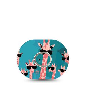 ExpressionMed Cool Giraffes Dexcom G7 and Stelo Tape Single Tape and Single Sticker Shades and Giraffes Themed, Plaster Continuous Glucose Monitor Design