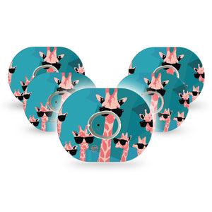 ExpressionMed Cool Giraffes Dexcom G7 and Stelo Tape 5-Pack Tape and 5-Pack Sticker Group of Cool Giraffes Themed, Plaster Continuous Glucose Monitor Design