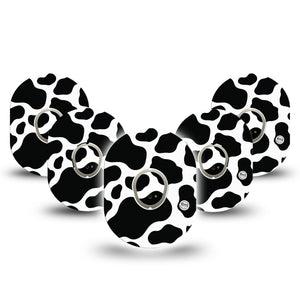 ExpressionMed Cow Print Dexcom G7 and Stelo Tape 5-Pack Tape and 5-Pack Sticker Cow Spots Print, Plaster Continuous Glucose Monitor Design