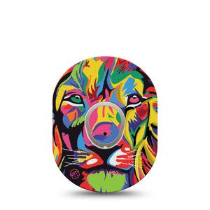 ExpressionMed Majestic Lion Dexcom G7 Transmitter Sticker, Single, Multicolored Lion Themed, Dexcom G7 Center Vinyl Sticker, With Matching Dexcom G7 Tape, CGM Plaster Patch Design, Dexcom Stelo Glucose Biosensor System