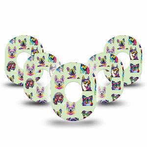 ExpressionMed Dog Party Dexcom G7 Mini Tape, Dexcom Stelo Glucose Biosensor System, 5-Pack Tape, Dogs in Sunglasses Overlay Design, Dexcom Stelo Glucose Biosensor System