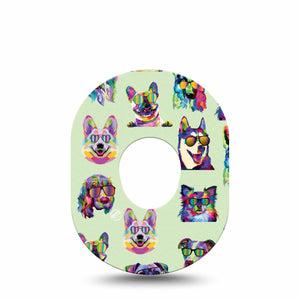 ExpressionMed Dog Party Dexcom G7 Mini Tape, Dexcom Stelo Glucose Biosensor System, Single Tape, Rainbow Dog Patch Design, Dexcom Stelo Glucose Biosensor System