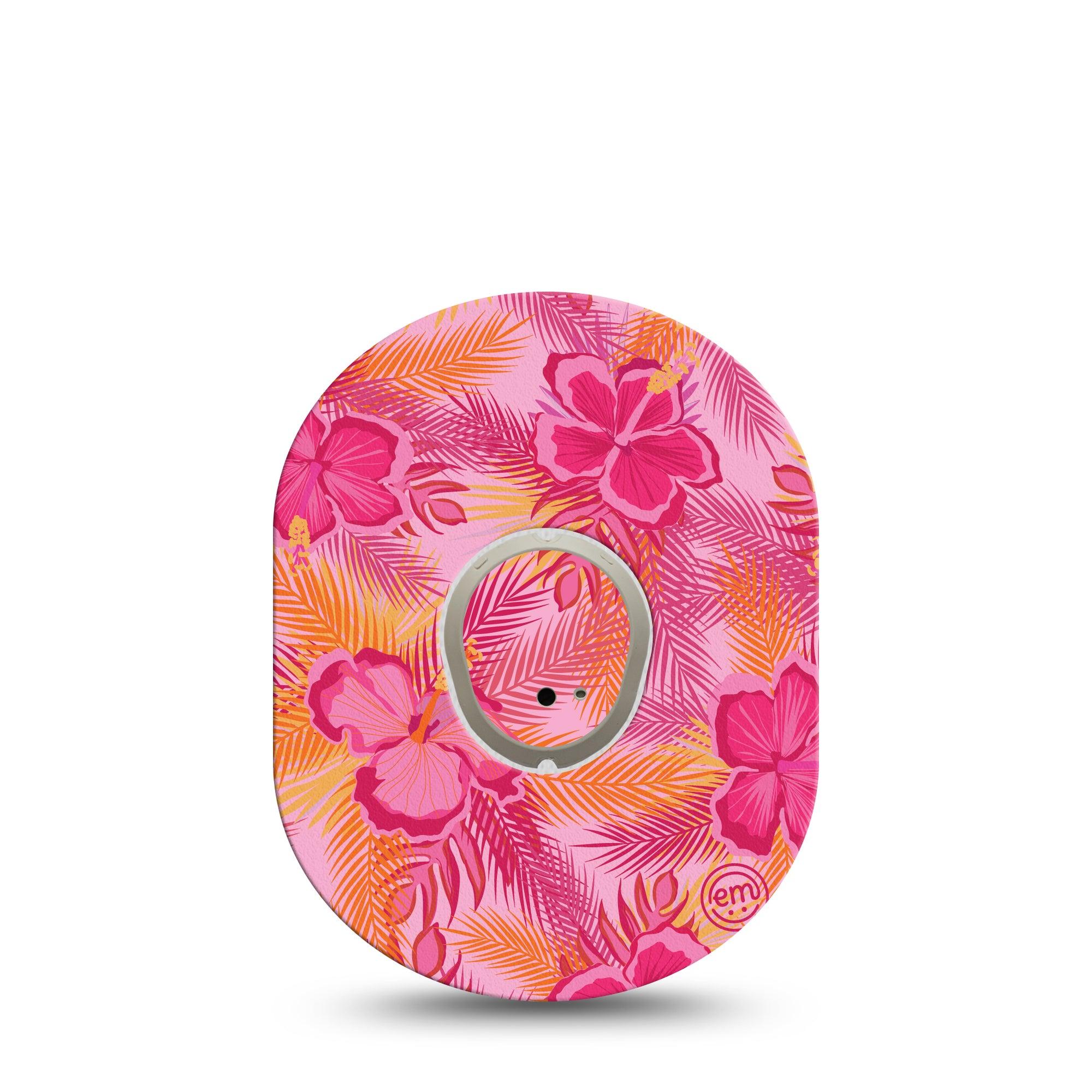 ExpressionMed Pink Hibiscus Dexcom G7 Transmitter Sticker