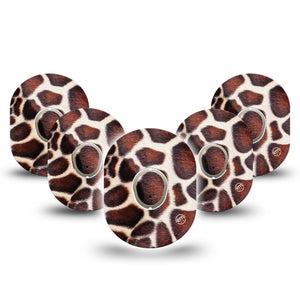 ExpressionMed Giraffe Print Dexcom G7 and Stelo Tape 5-Pack Tape and 5-Pack Sticker Animal Skin Inspired, Plaster Continuous Glucose Monitor Design