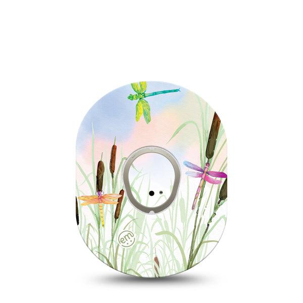 ExpressionMed Dragonfly Dexcom G7 and Stelo Tape Single Tape and Single Sticker Nature Calmness Themed, Plaster Continuous Glucose Monitor Design