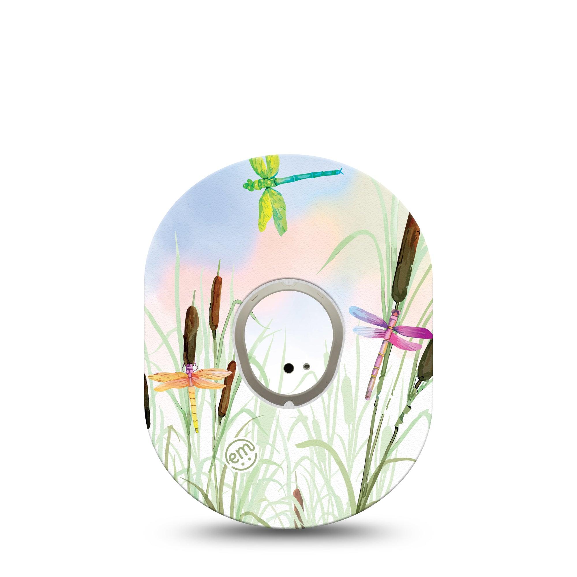 ExpressionMed Dragonfly Dexcom G7 and Stelo Tape Single Tape and Single Sticker Nature Calmness Themed, Plaster Continuous Glucose Monitor Design