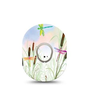 ExpressionMed Dragonfly Dexcom G7 and Stelo Tape Single Tape and Single Sticker Nature Calmness Themed, Plaster Continuous Glucose Monitor Design
