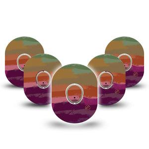 ExpressionMed Falling Colors Dexcom G7 and Stelo Tape 5-Pack Tape and 5-Pack Sticker Color Marks Inspired, Plaster Continuous Glucose Monitor Design