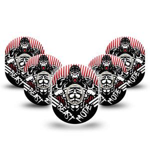 ExpressionMed Beast Mode Dexcom G7 and Stelo Tape 5-Pack Tape and 5-Pack Sticker Aggressive Mode Themed, Plaster Continuous Glucose Monitor Design