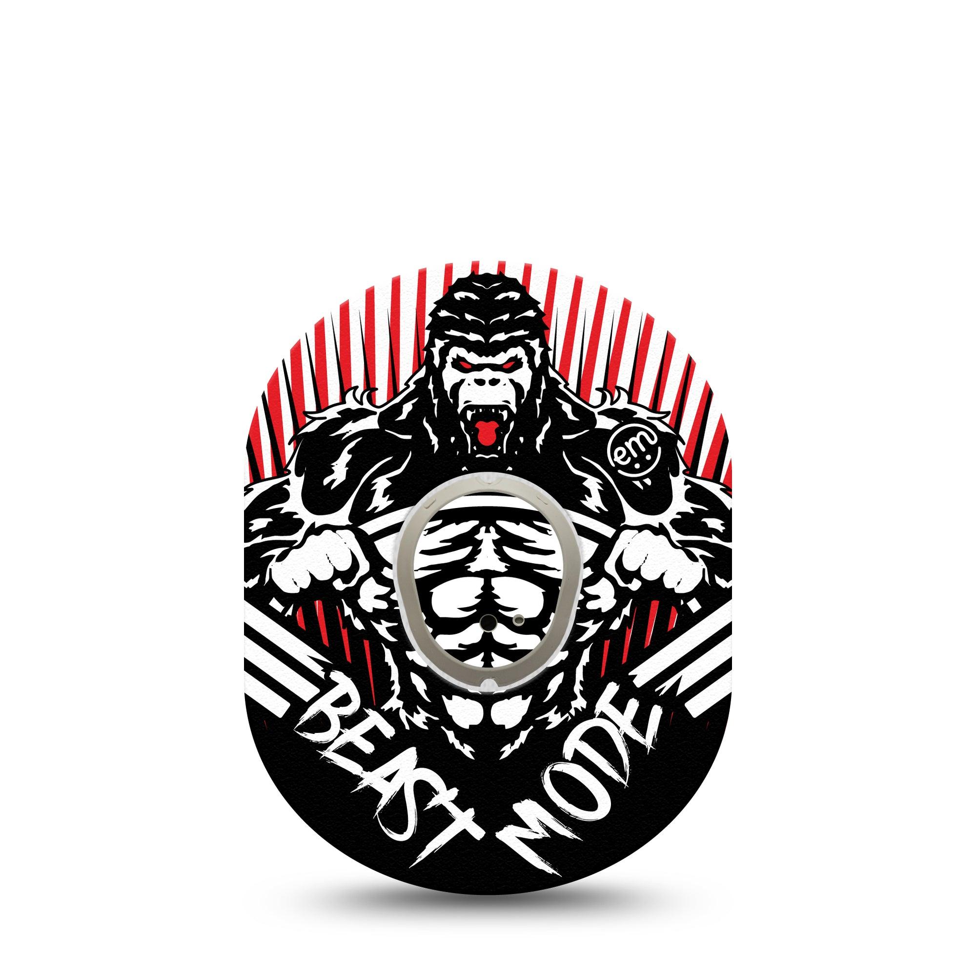 ExpressionMed Beast Mode Dexcom G7 and Stelo Tape Single Tape and Single Sticker Dominating Gorilla Themed, Plaster Continuous Glucose Monitor Design