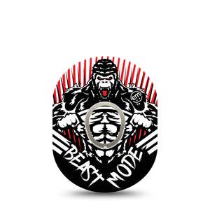 ExpressionMed Beast Mode Dexcom G7 and Stelo Tape Single Tape and Single Sticker Dominating Gorilla Themed, Plaster Continuous Glucose Monitor Design