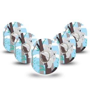 ExpressionMed Koala Dexcom G7 and Stelo Tape 5-Pack Tape and 5-Pack Sticker Climbing Koala Inspired, Plaster Continuous Glucose Monitor Design