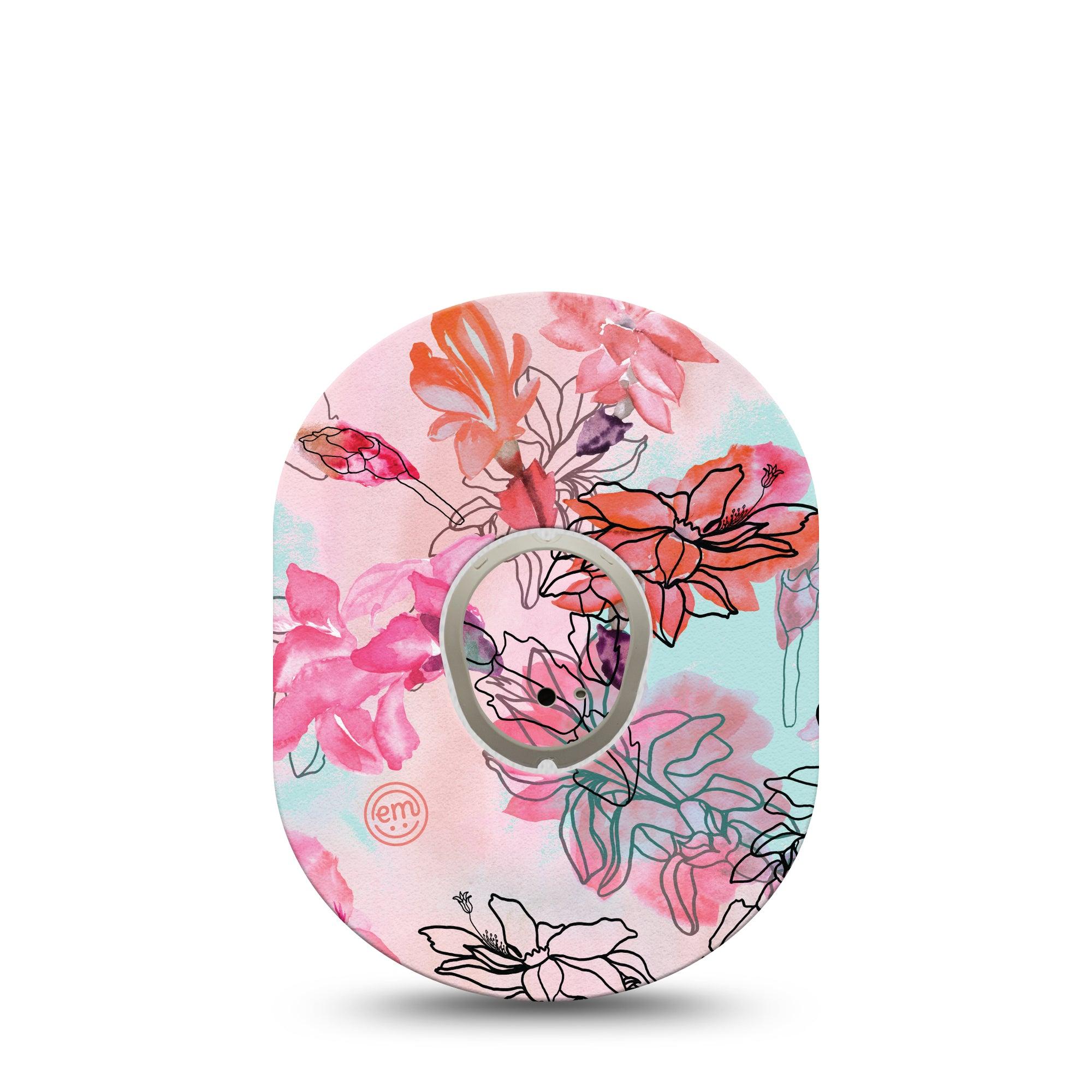 ExpressionMed Whimsical Blossoms Dexcom G7 and Stelo Tape Single Tape and Single Sticker Floral Blossoms Inspired, Plaster Continuous Glucose Monitor Design