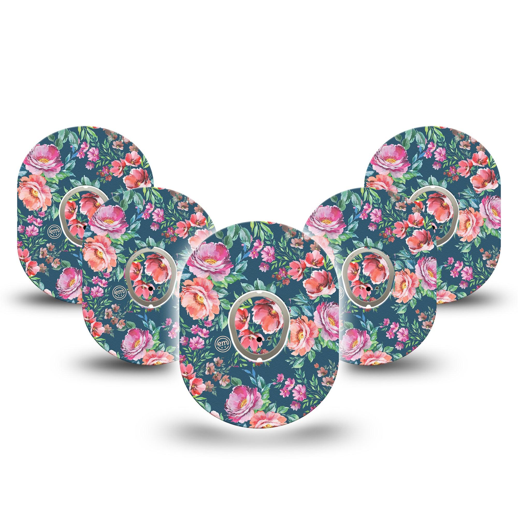 ExpressionMed Floral Enchantment Dexcom G7 and Stelo Tape, 5-Pack Tape & 5-Pack Sticker, Floral Garden Inspired, CGM, Overlay Patch Design, Dexcom Stelo Glucose Biosensor System