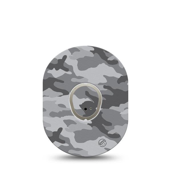 ExpressionMed Gray Camo Dexcom G7 and Stelo Tape Single Tape and Single Sticker Army Colored Inspired, Plaster Continuous Glucose Monitor Design
