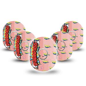 ExpressionMed Diabadass Dexcom G7 and Stelo Tape 5-Pack Tape and 5-Pack Sticker Diabetes Comic Themed, Plaster Continuous Glucose Monitor Design