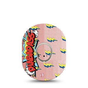 ExpressionMed Diabadass Dexcom G7 and Stelo Tape Single Tape and Single Sticker Badass Inspired, Plaster Continuous Glucose Monitor Design