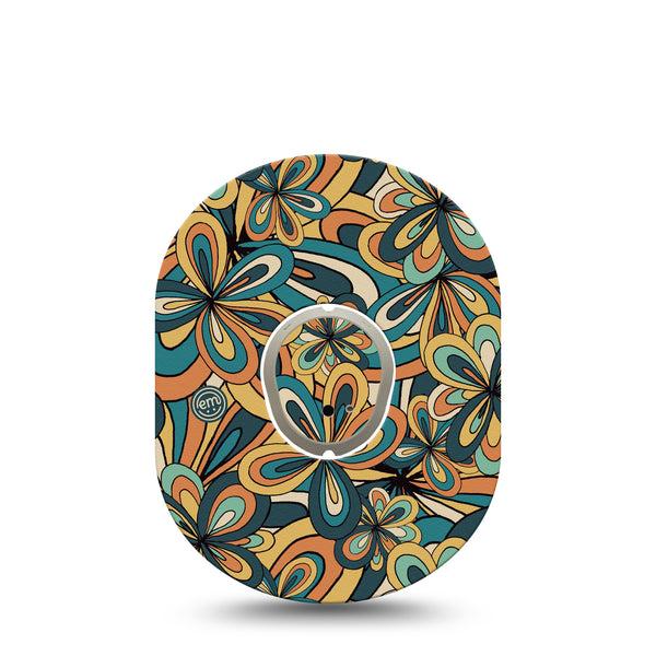 ExpressionMed 70s Vintage Dexcom G7 and Stelo Tape Single Tape and Single Sticker 70s Vintage Design Themed, Plaster Continuous Glucose Monitor Design