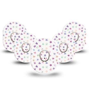 ExpressionMed Bright Stars Dexcom G7 and Stelo Tape 5-Pack Tape and 5-Pack Sticker Tiny Star Themed, Plaster Continuous Glucose Monitor Design