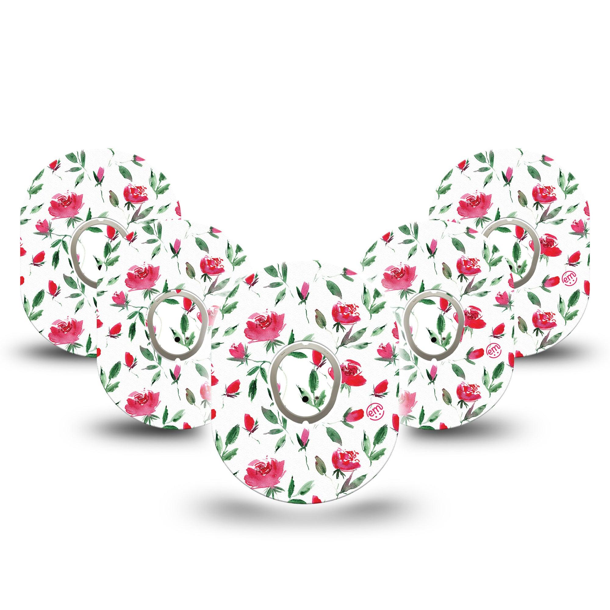 ExpressionMed Rose Garden Dexcom G7 and Stelo Tape 5-Pack Tape and 5-Pack Sticker Rose Petals Themed, Plaster Continuous Glucose Monitor Design