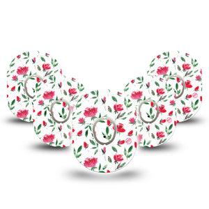 ExpressionMed Rose Garden Dexcom G7 and Stelo Tape 5-Pack Tape and 5-Pack Sticker Rose Petals Themed, Plaster Continuous Glucose Monitor Design