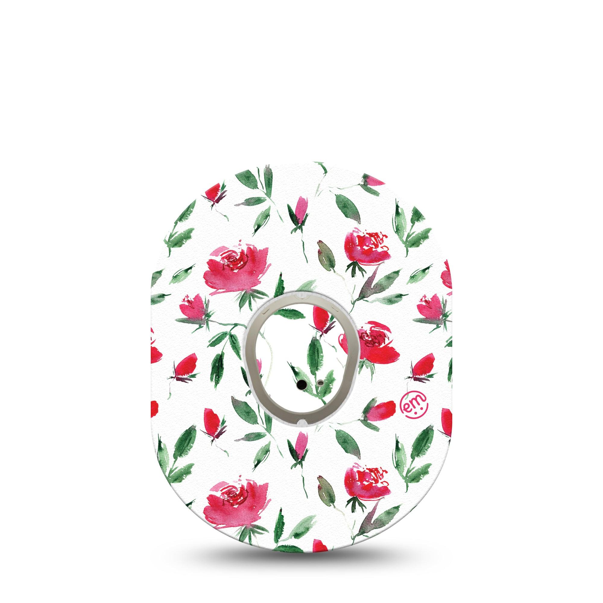 ExpressionMed Rose Garden Dexcom G7 and Stelo Tape Single Tape and Single Sticker Garden of Roses Inspired, Plaster Continuous Glucose Monitor Design