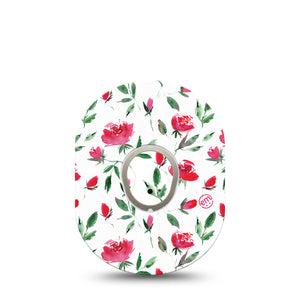 ExpressionMed Rose Garden Dexcom G7 and Stelo Tape Single Tape and Single Sticker Garden of Roses Inspired, Plaster Continuous Glucose Monitor Design