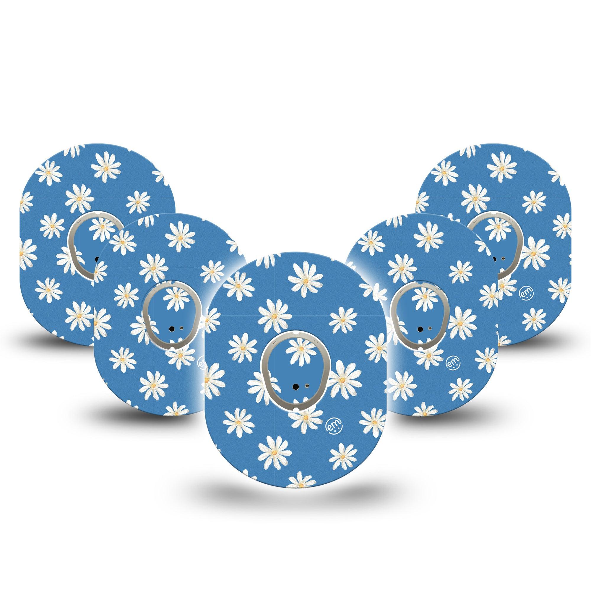 ExpressionMed Painted Daisies Dexcom G7 and Stelo Tape 5-Pack Tape and 5-Pack Sticker Floral Daisies Inspired, Plaster Continuous Glucose Monitor Design