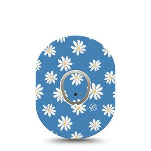 ExpressionMed Painted Daisies Dexcom G7 Sticker and Tape, White Daisies Themed, Adhesive Sticker Design, Dexcom Stelo Glucose Biosensor System