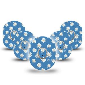 ExpressionMed Painted Daisies Dexcom G7 and Stelo Tape 5-Pack Tape and 5-Pack Sticker Floral Daisies Inspired, Plaster Continuous Glucose Monitor Design