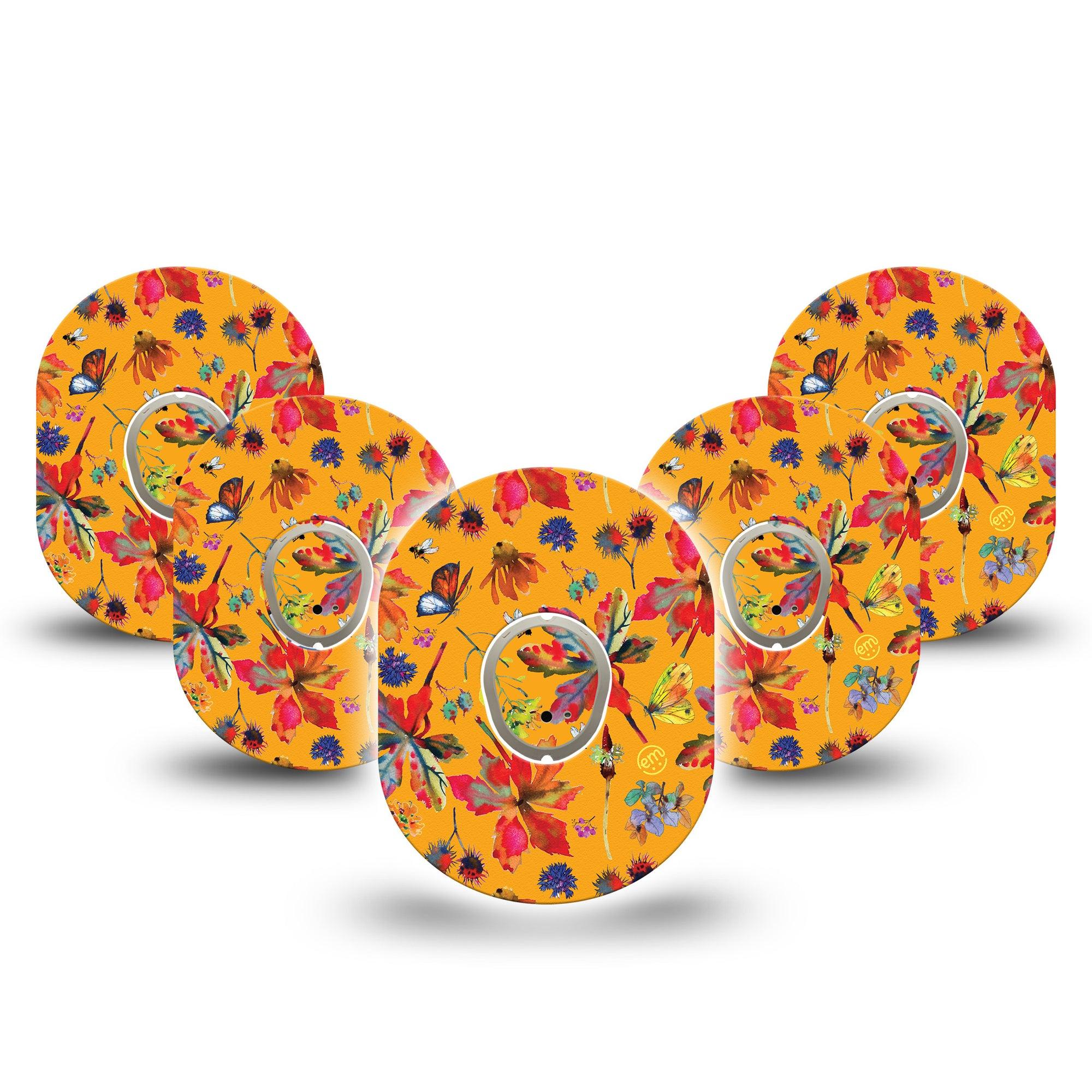 ExpressionMed Buzzing Wings Dexcom G7 and Stelo Tape 5-Pack Tape and 5-Pack Sticker Vibrant Insects and Florals Themed, Plaster Continuous Glucose Monitor Design