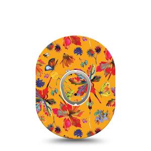 ExpressionMed Buzzing Wings Dexcom G7 and Stelo Tape Single Tape and Single Sticker Colorful Wings and Insects Inspired, Plaster Continuous Glucose Monitor Design
