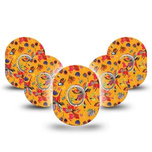 ExpressionMed Buzzing Wings Dexcom G7 and Stelo Tape 5-Pack Tape and 5-Pack Sticker Vibrant Insects and Florals Themed, Plaster Continuous Glucose Monitor Design