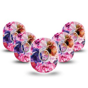 ExpressionMed Vibrant Blooms Dexcom G7 and Stelo Tape 5-Pack Tape and 5-Pack Sticker Meaningful Gift Inspired, Plaster Continuous Glucose Monitor Design