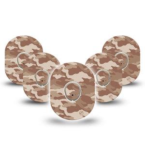 ExpressionMed Desert Camo Dexcom G7 and Stelo Tape 5-Pack Tape and 5-Pack Sticker Brown Concealment Inspired, Plaster Continuous Glucose Monitor Design