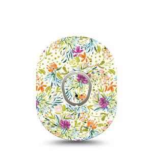 ExpressionMed Summer Greenery Dexcom G7 and Stelo Tape Single Tape and Single Sticker Floral Spring Inspired, Plaster Continuous Glucose Monitor Design