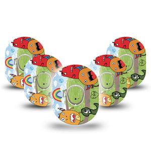 ExpressionMed Monsters Dexcom G7 Tape, 5-Pack Sticker and 5-Pack Tape, Monster Buddies Themed, CGM Patch Design, Dexcom Stelo Glucose Biosensor System