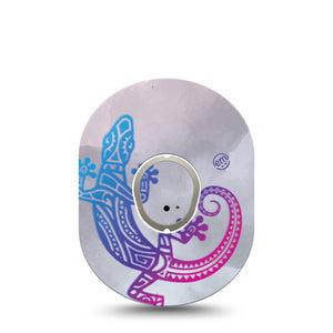 ExpressionMed Ombre Gecko Dexcom G7 and Stelo Tape, Single Tape and Single Sticker, Totem Animal Inspired, CGM Patch Design, Dexcom Stelo Glucose Biosensor System