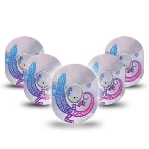 ExpressionMed Ombre Gecko Dexcom G7 and Stelo Tape, 5-Pack Tape and 5-Pack Sticker, Totem Animal Inspired, CGM Patch Design, Dexcom Stelo Glucose Biosensor System