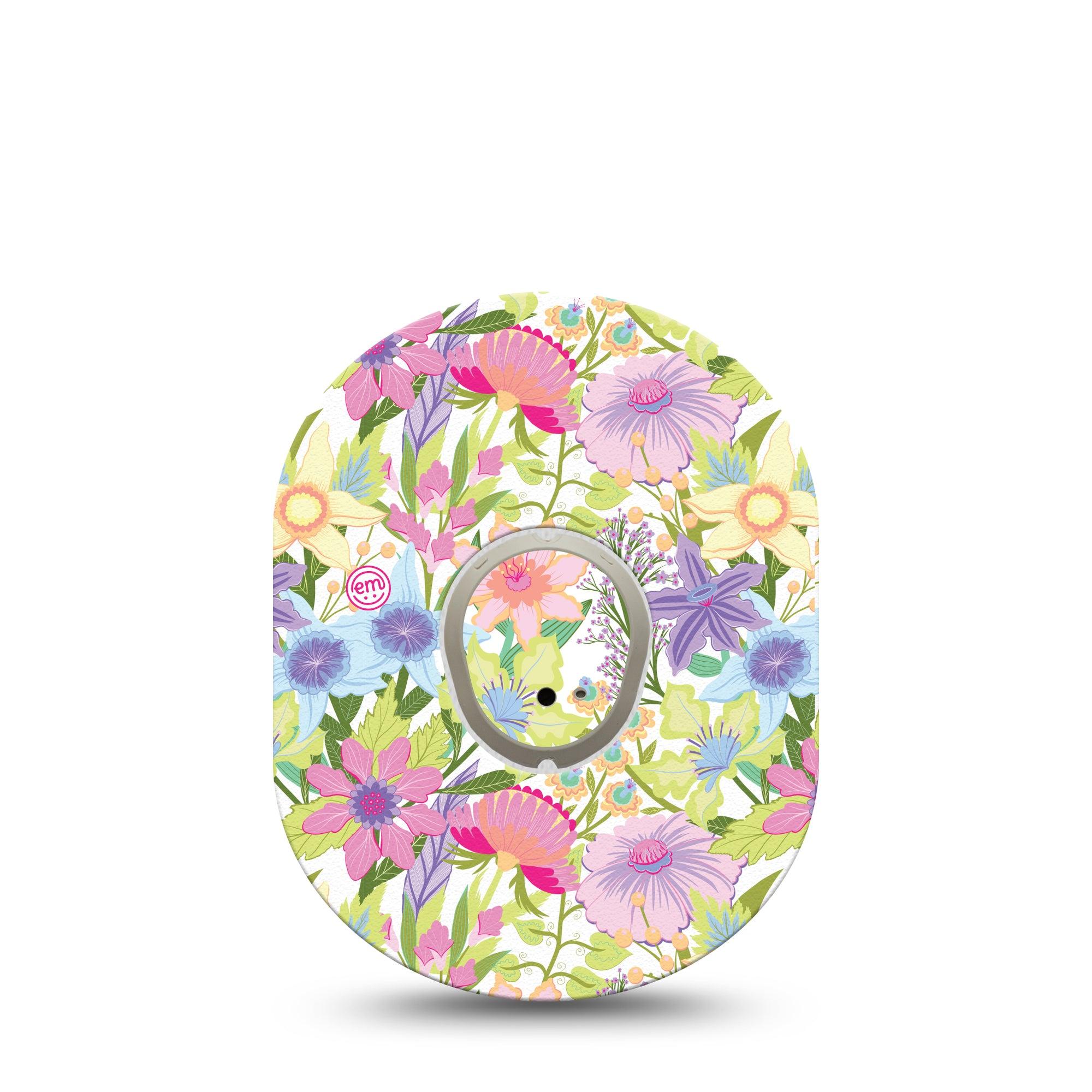 ExpressionMed Fantasy Florals Dexcom G7 and Stelo Tape Single Tape and Single Sticker Pastel Colored Florals Inspired, Plaster Continuous Glucose Monitor Design