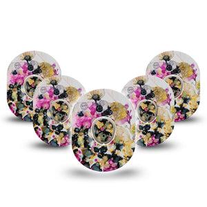 ExpressionMed Wild Blossoms Dexcom G7 and Stelo Tape 5-Pack Tape and 5-Pack Sticker Free-spirit Flower Inspired, Plaster Continuous Glucose Monitor Design