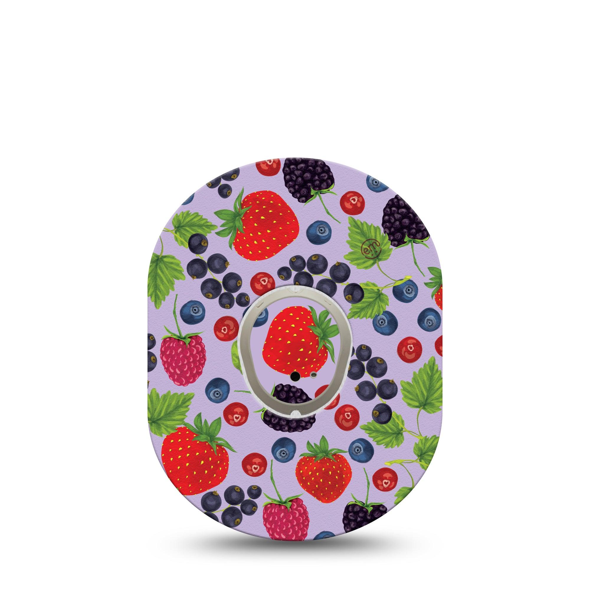 ExpressionMed Wild Berries Dexcom G7 and Stelo Tape Single Tape and Single Sticker Berry Variety Themed, Plaster Continuous Glucose Monitor Design