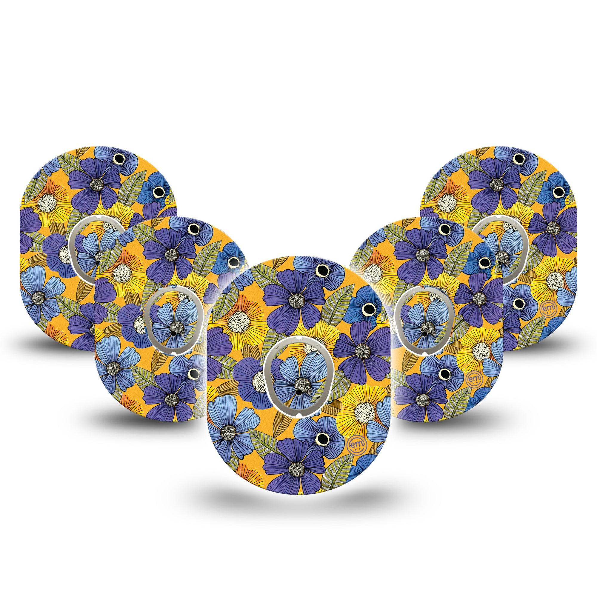 ExpressionMed Charming Blooms Dexcom G7 and Stelo Tape 5-Pack Tape and 5-Pack Sticker Floral Variety Inspired, Plaster Continuous Glucose Monitor Design