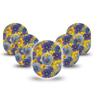 ExpressionMed Charming Blooms Dexcom G7 and Stelo Tape 5-Pack Tape and 5-Pack Sticker Floral Variety Inspired, Plaster Continuous Glucose Monitor Design