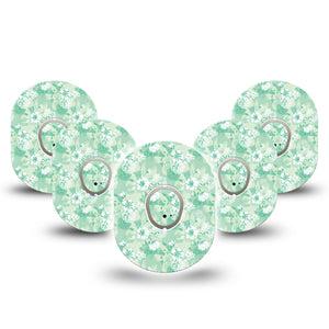 ExpressionMed Airy Florals Dexcom G7 and Stelo Tape 5-Pack Tape and 5-Pack Sticker Mint Florals Inspired, Plaster Continuous Glucose Monitor Design