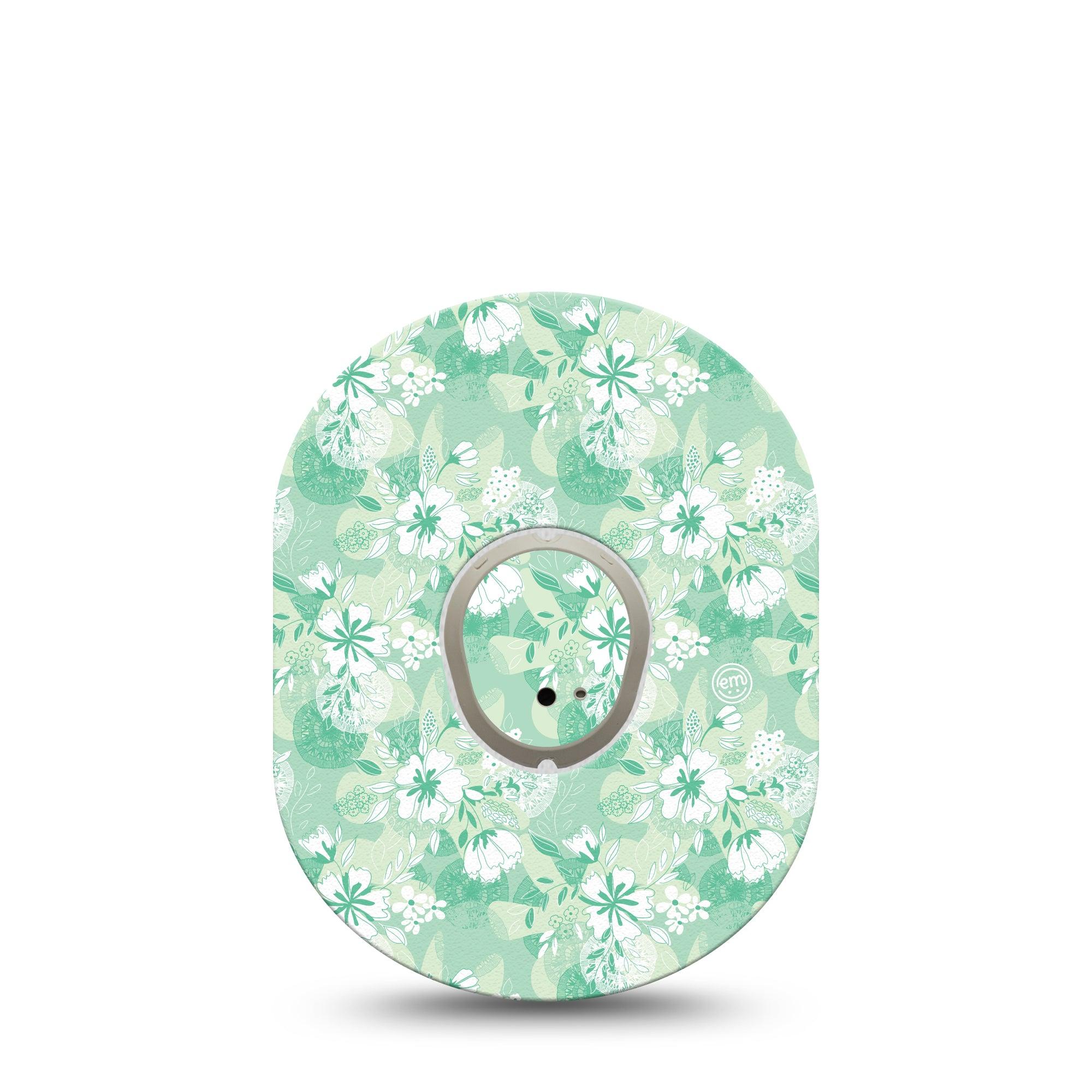 ExpressionMed Airy Florals Dexcom G7 and Stelo Tape Single Tape and Single Sticker White Florals Themed, Plaster Continuous Glucose Monitor Design