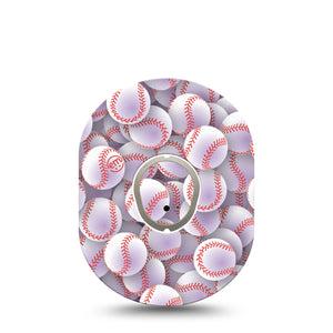 Baseball Dexcom G7 Tape, Single, Sports Ball Themed, CGM Patch Design, Dexcom Stelo Glucose Biosensor System with center sticker
